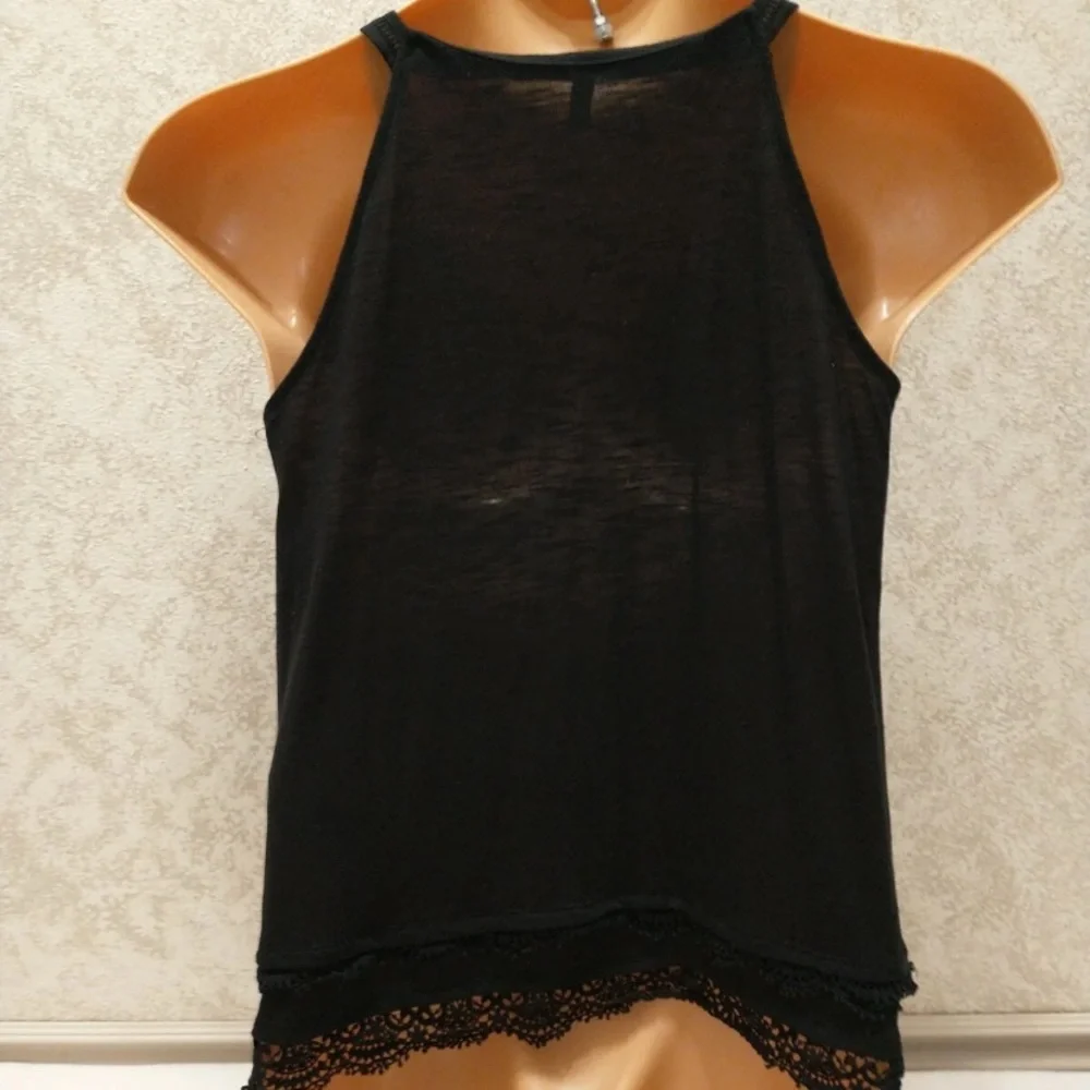 White House Black Market Black Crochet Trim Top